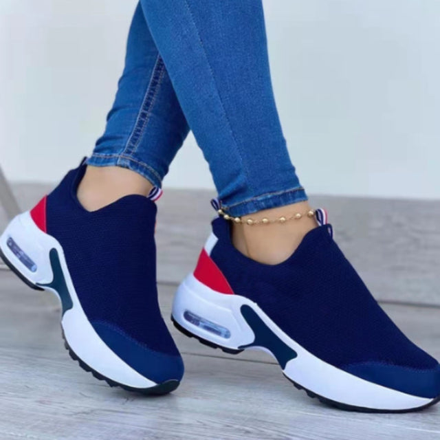 2022 Women Fashion Vulcanized Sneakers Platform Solid Color Flats Ladies Shoes Casual Breathable Wedges Ladies Walking Sneakers