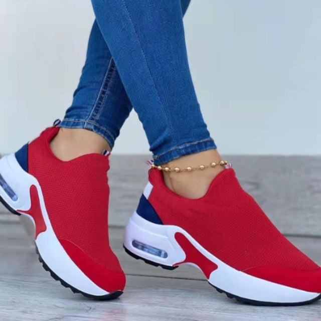 2022 Women Fashion Vulcanized Sneakers Platform Solid Color Flats Ladies Shoes Casual Breathable Wedges Ladies Walking Sneakers