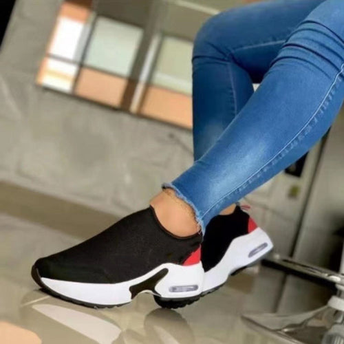 2022 Women Fashion Vulcanized Sneakers Platform Solid Color Flats Ladies Shoes Casual Breathable Wedges Ladies Walking Sneakers