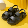 Summer Thick Platform Slippers Double Row Couple Flat Sandals Women Soft Bottom Cloud Slippers Heel Indoor Wear-resistant Shoes