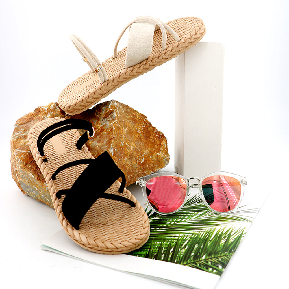 Summer Women's Sandals Beach Shoes Slippers For Ladies Bohemia Gladiator Solid Fashion Outdoor Flat Sandals