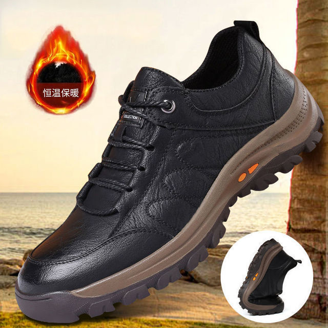 Winter Shoes for Men 2022 Leather Warm Thick Sole Shoes Safety Wear-Resistant Outdoor Sports Mens Casual Shoes Zapatillas Hombre